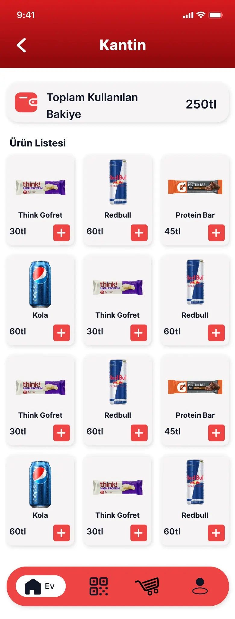 GymExxtra app screenshot - Canteen